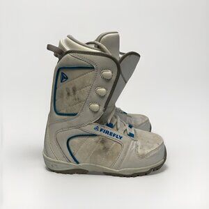 Women’s Firefly Snowboard Boots Sz 8 US White Blue Lace Up Winter Snowboarding